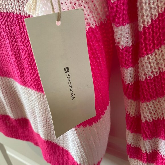 Dreamers Bright Pink and White Striped Sweater Size M/L NWT - Picture 8 of 10